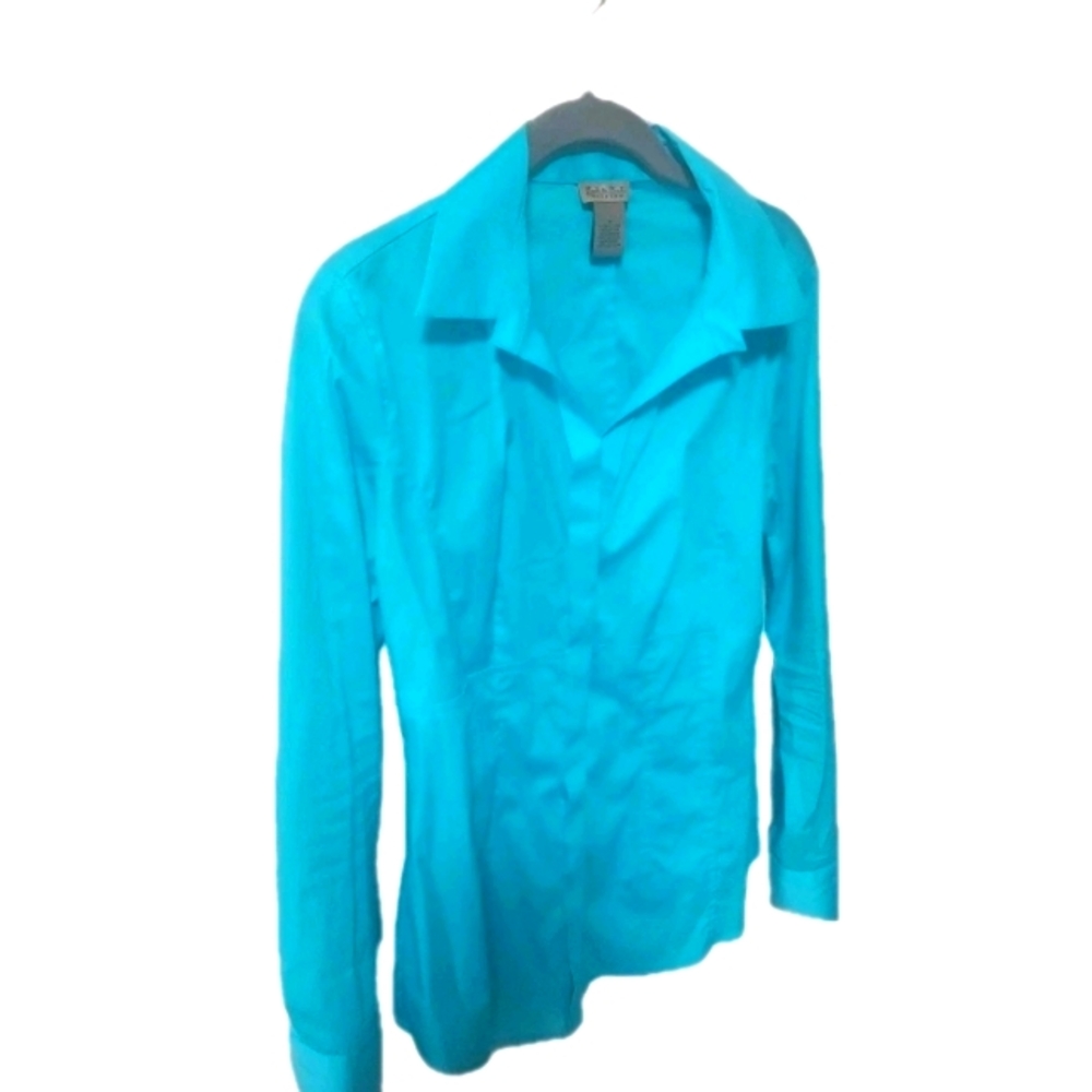 Peck & Peck Women's Bright Blue Button Down Shirt